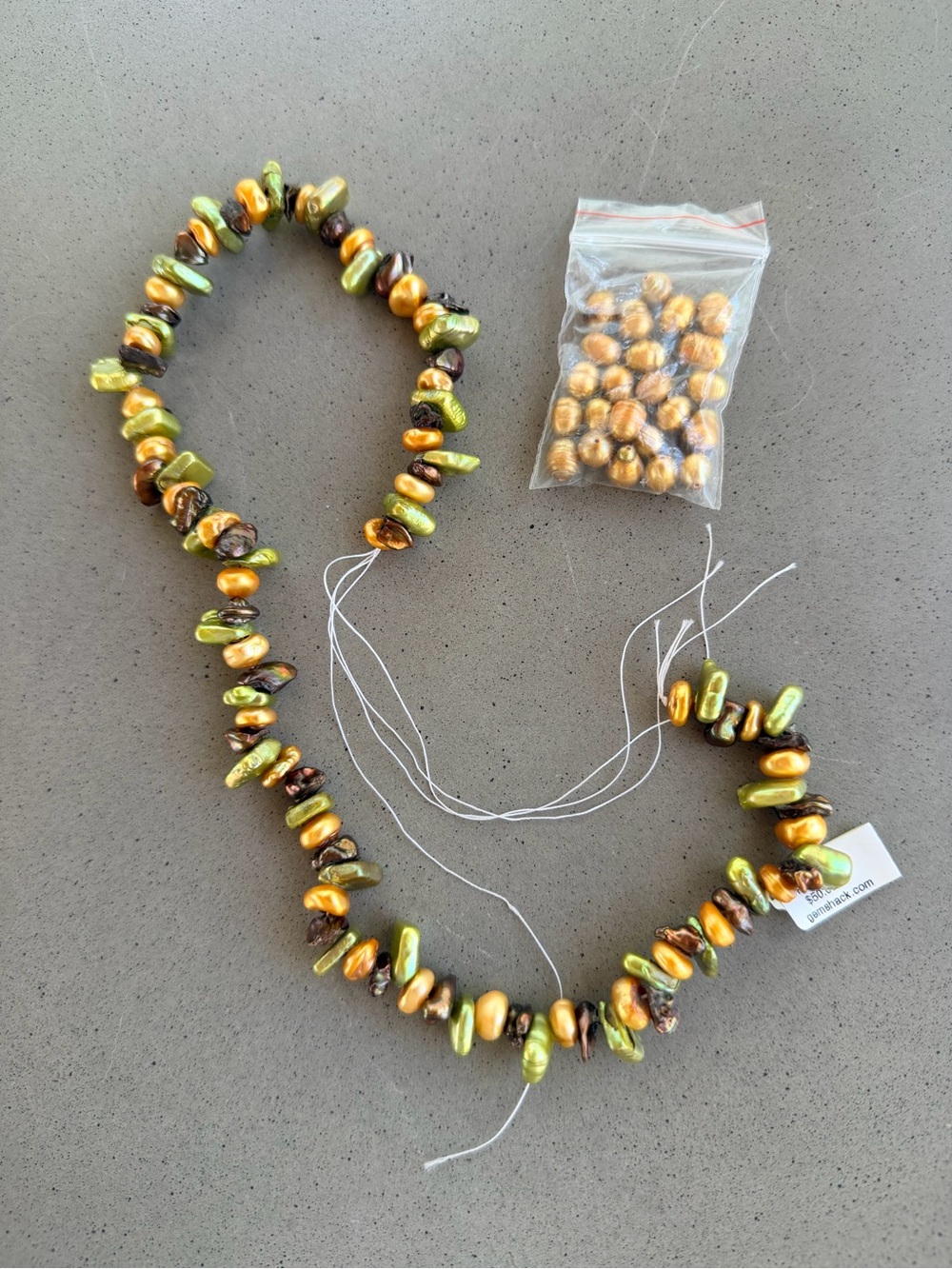 Freshwater Pearls for Jewelry Making in Green and Gold